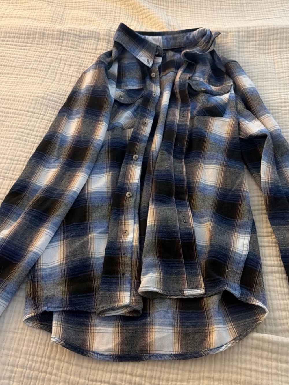 Architect Blue and White Plaid Casual Button-Down Shirt